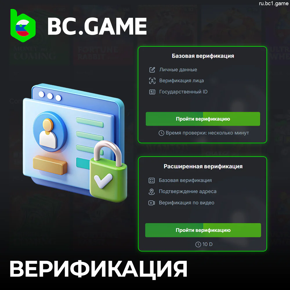 Процесс верификации на сайте BC.Game